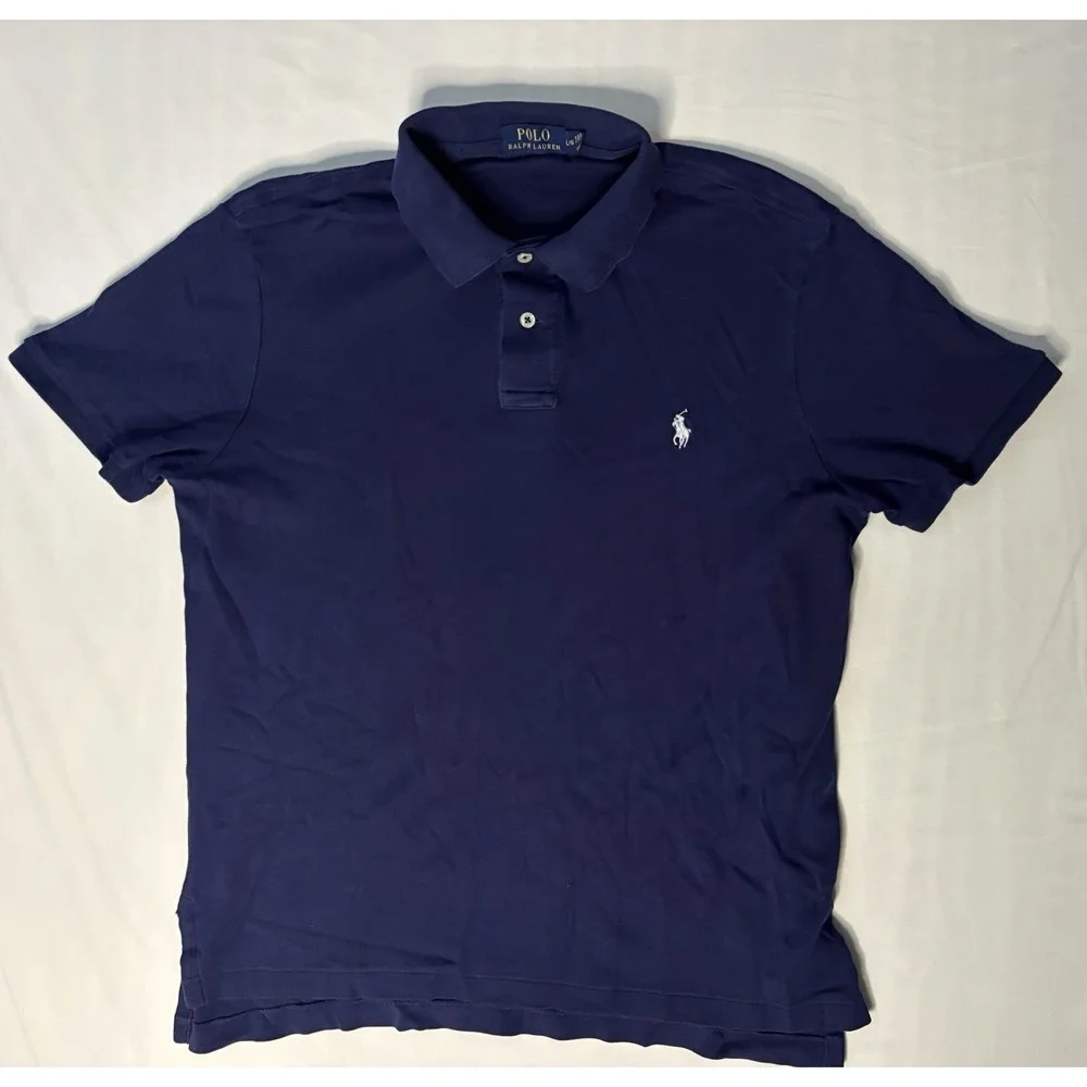 Ralph Lauren Polo Shirt Men's Large Blue Black White Short Sleeve Lot Of 4